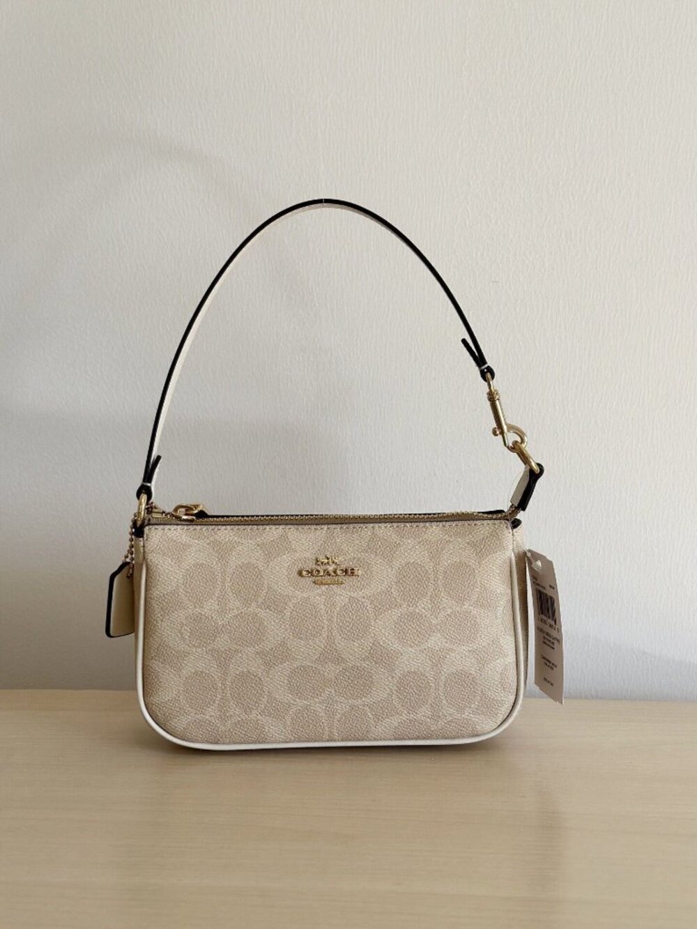 COACH Nolita Shoulder Bag Signature Beige Canvas Mini Handbag